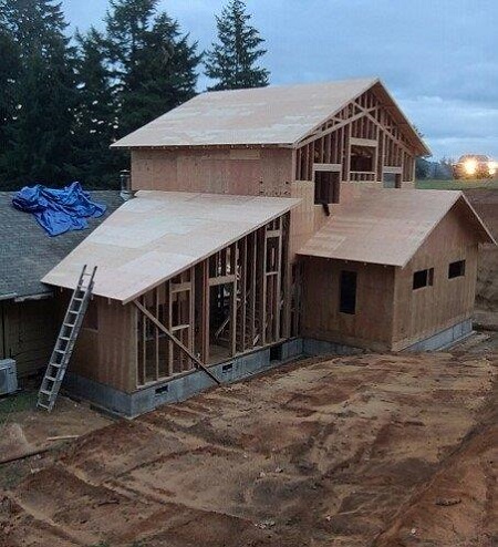 Side view of a home under construction